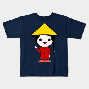 Cute Chinese Girl Kawaii style Kids T-Shirt